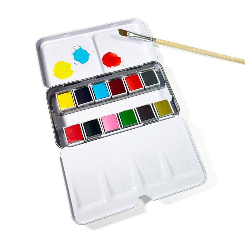 Watercolors – Metal Palette – 12 Colors – Travel Friendly