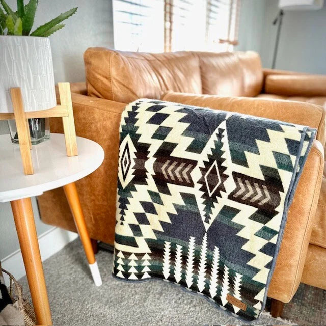 Andean Alpaca Wool Throw - Reversible Geometric Design