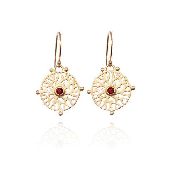 Gold garnet dangle earrings jewelry for women – premium coral inspired style