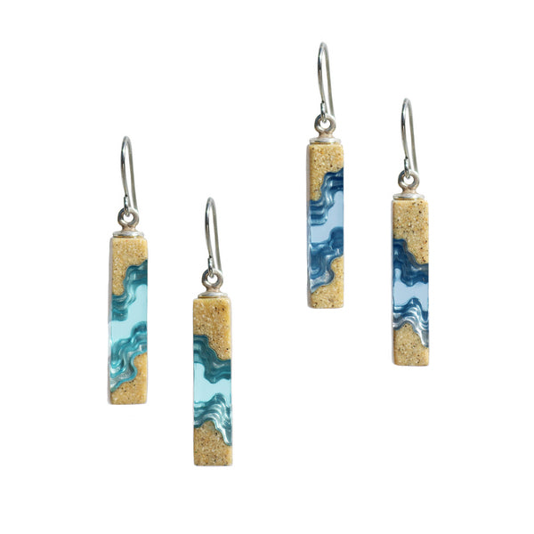 Minimalist rectangle resin earrings – stainless steel French hook drops