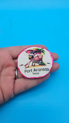 Unique handmade Port Aransas sand dollar magnet – tropical flamingo collectible souvenir