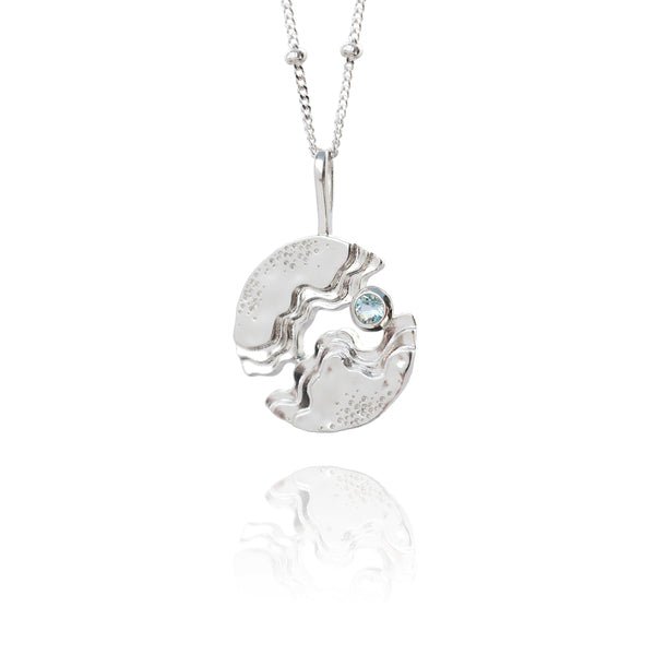 Hideaway necklace jewelry – sterling silver pendant with blue Topaz gemstone