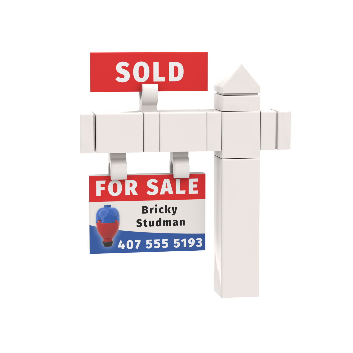 Realtor "For Sale" Sign and Post - Custom Printed Mini Build Set - Made Using LEGO® parts
