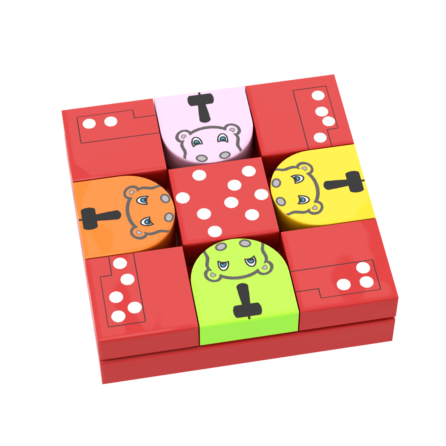 Hangry Hippos Game - Small Custom Fun Building Set - Custom Printed  - Made Using LEGO® Parts