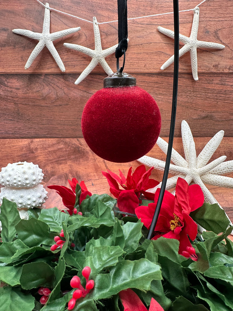 2" Wine Velvet Covered Glass Hanging Bauble