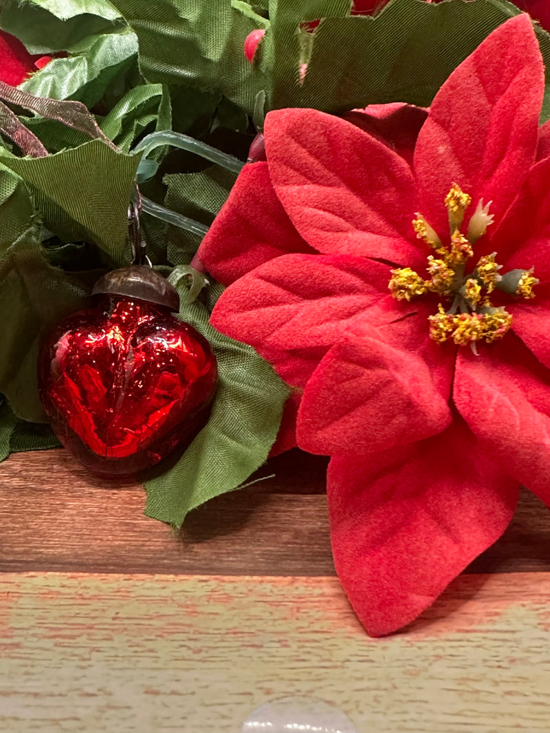 Red 1" Crackle Glass Hearts Christmas / Valentines