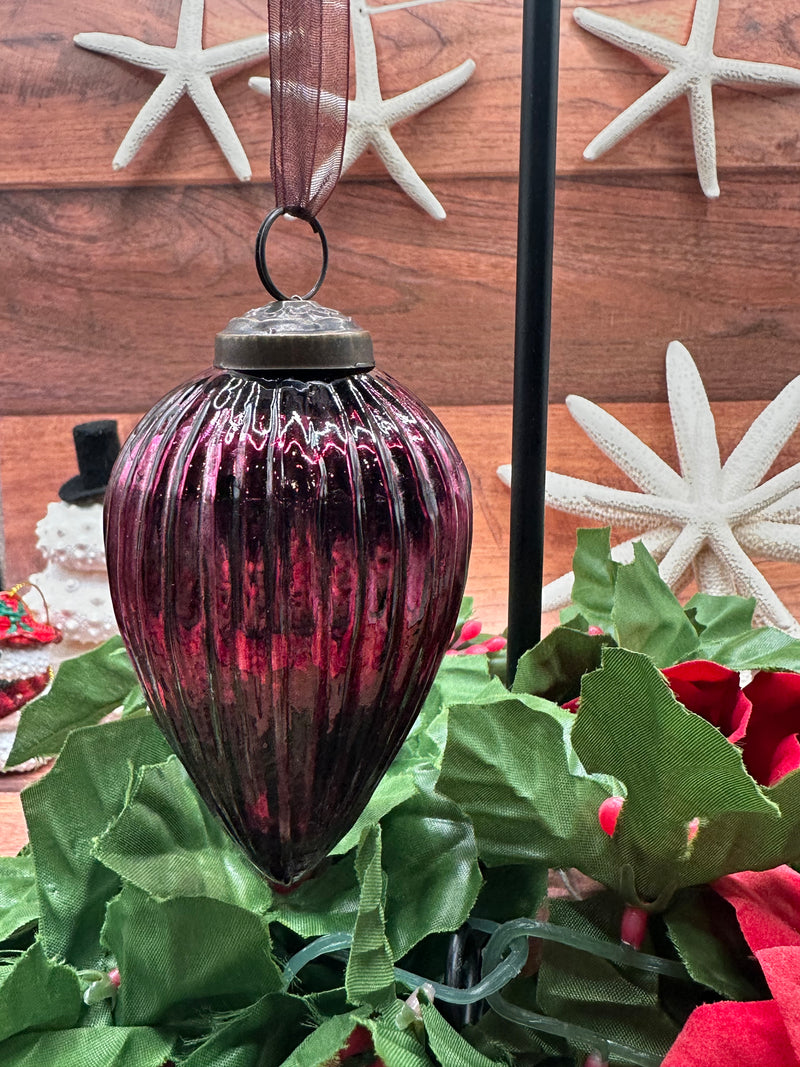 3" Mulberry Glass Pinecone Hanging Ornament