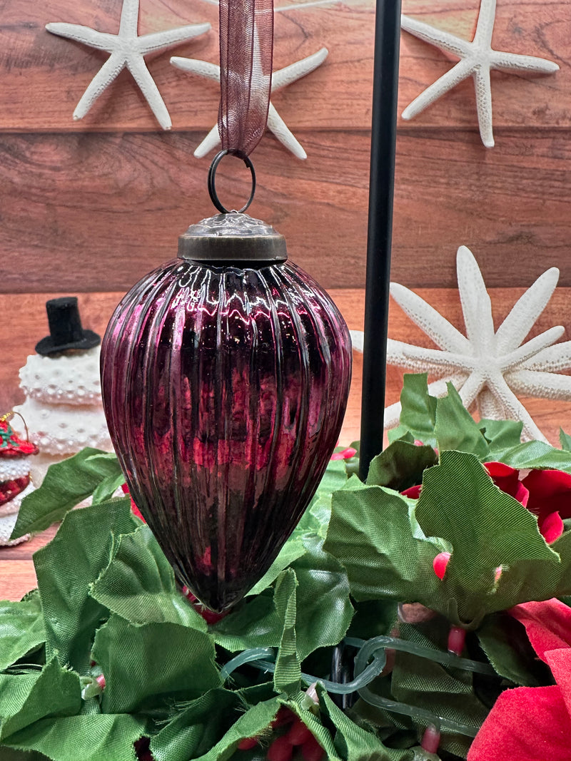 3" Mulberry Glass Pinecone Hanging Ornament