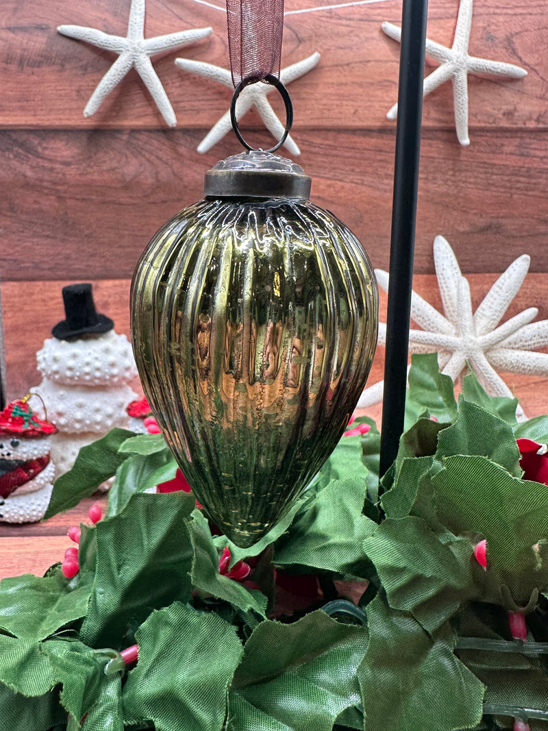 3" Olive Glass Pinecone