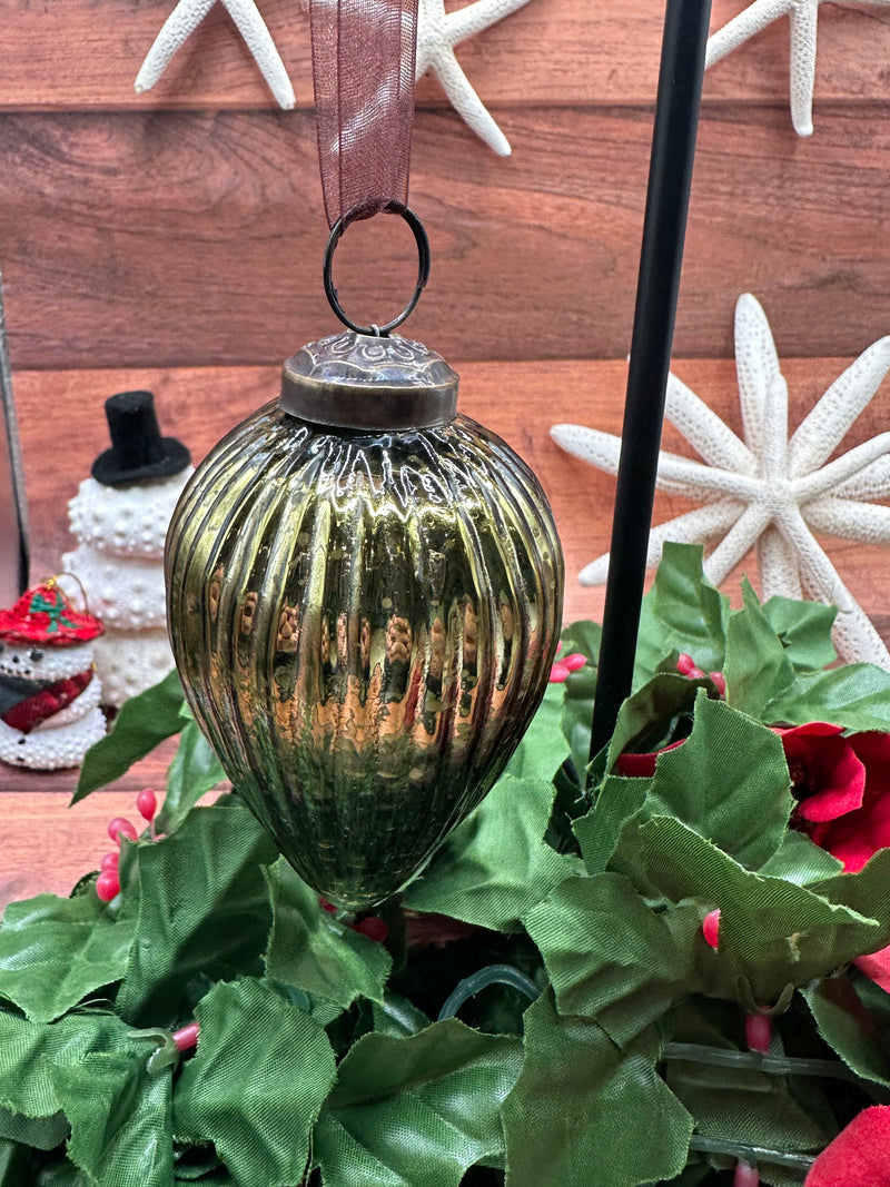 3" Olive Glass Pinecone