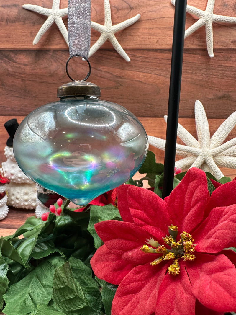 3" Large Mint Luster Glass Lantern Ornament