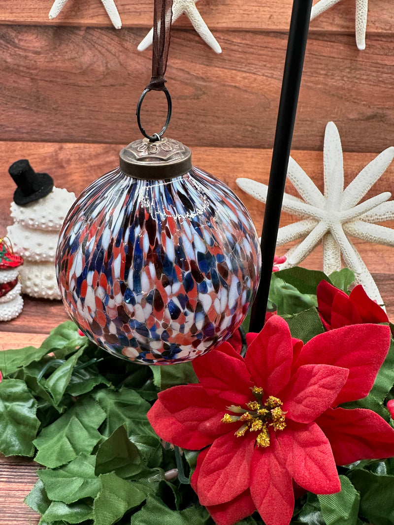 3" Multi Cheena Glass Hanging Bauble