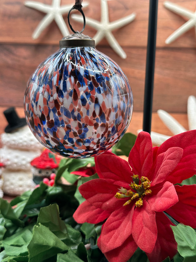 3" Multi Cheena Glass Hanging Bauble