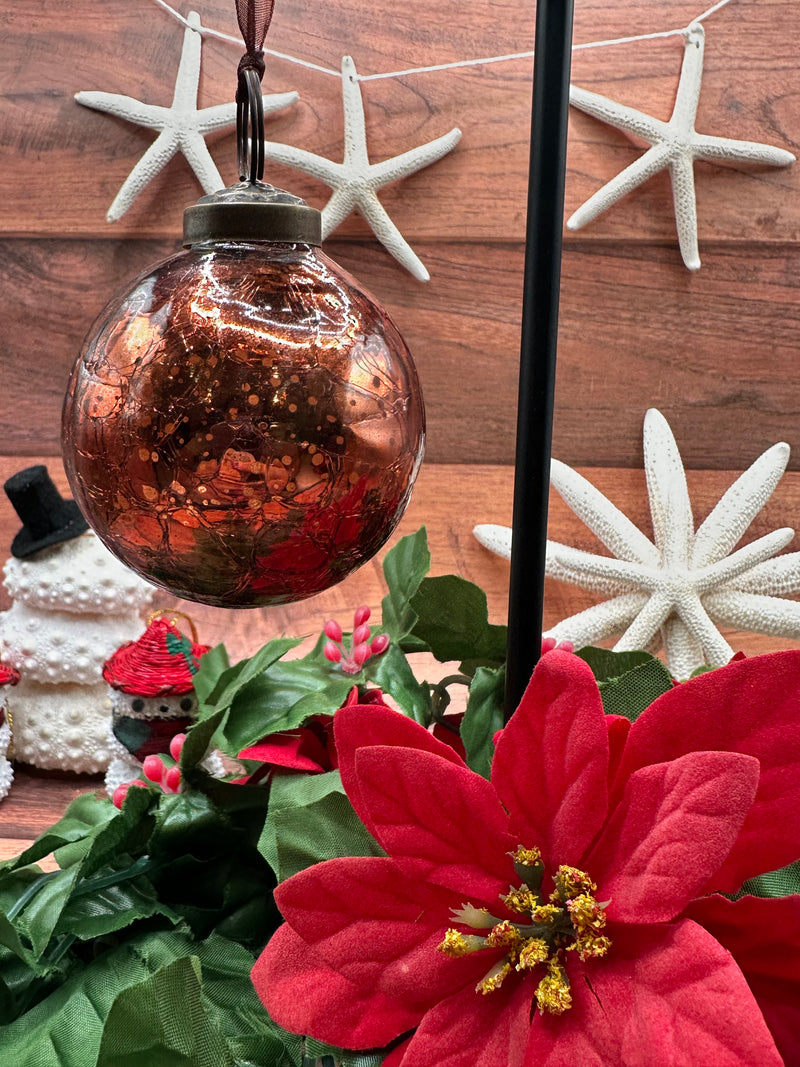 2" Russet Crackle Glass Christmas Bauble