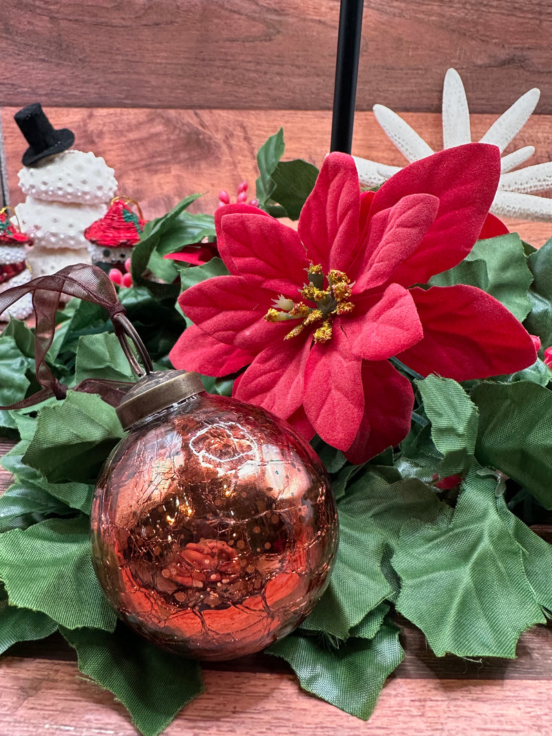 2" Russet Crackle Glass Christmas Bauble