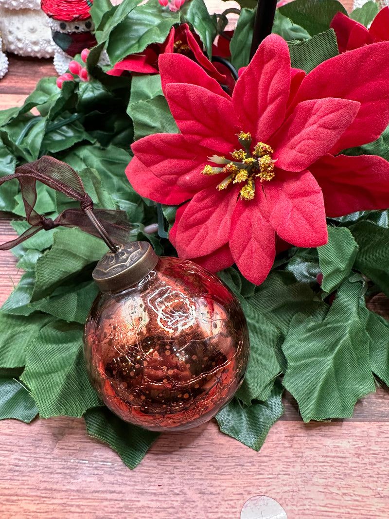 2" Russet Crackle Glass Christmas Bauble