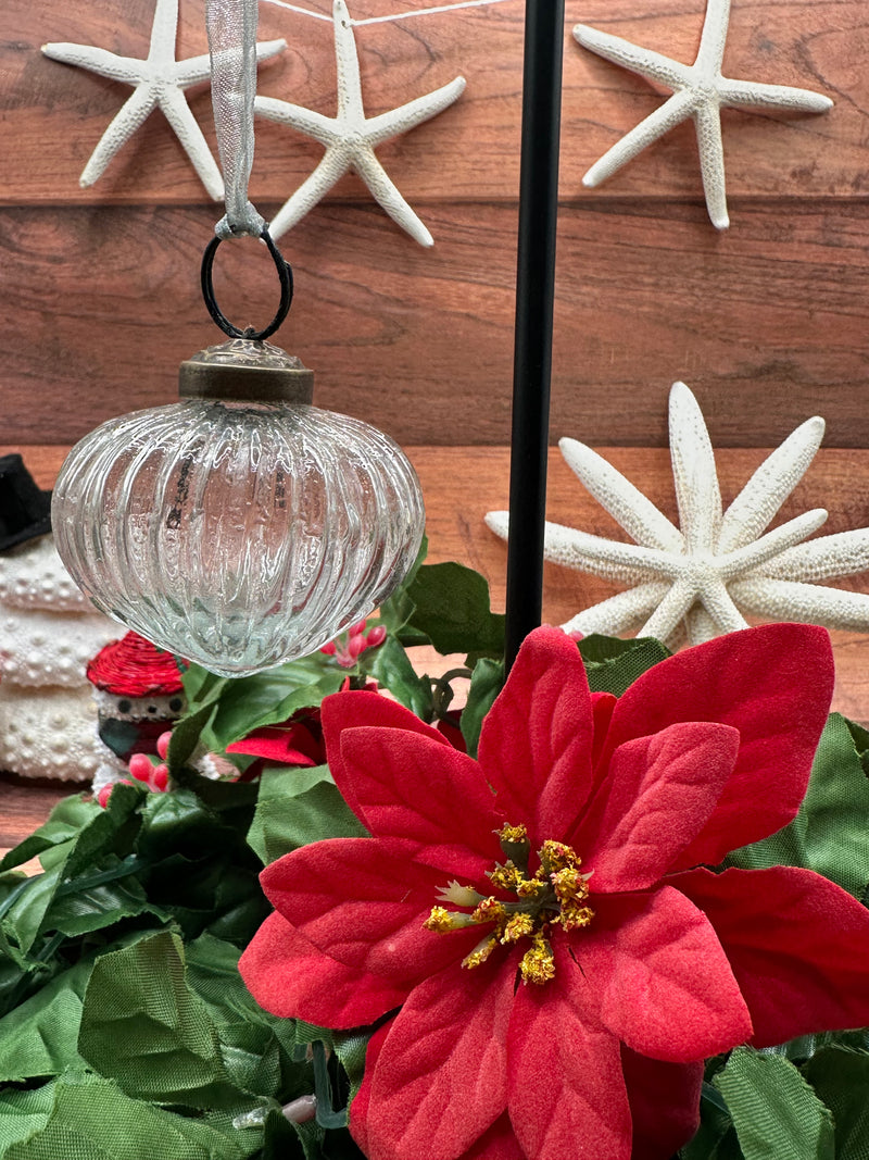 2" Clear Ribbed Lantern Glass Christmas Hanging Ornament