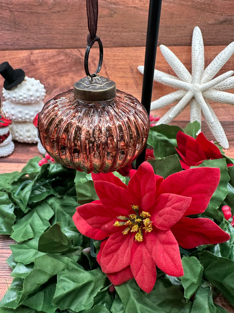 2" Russet Ribbed Lantern Christmas Decoration