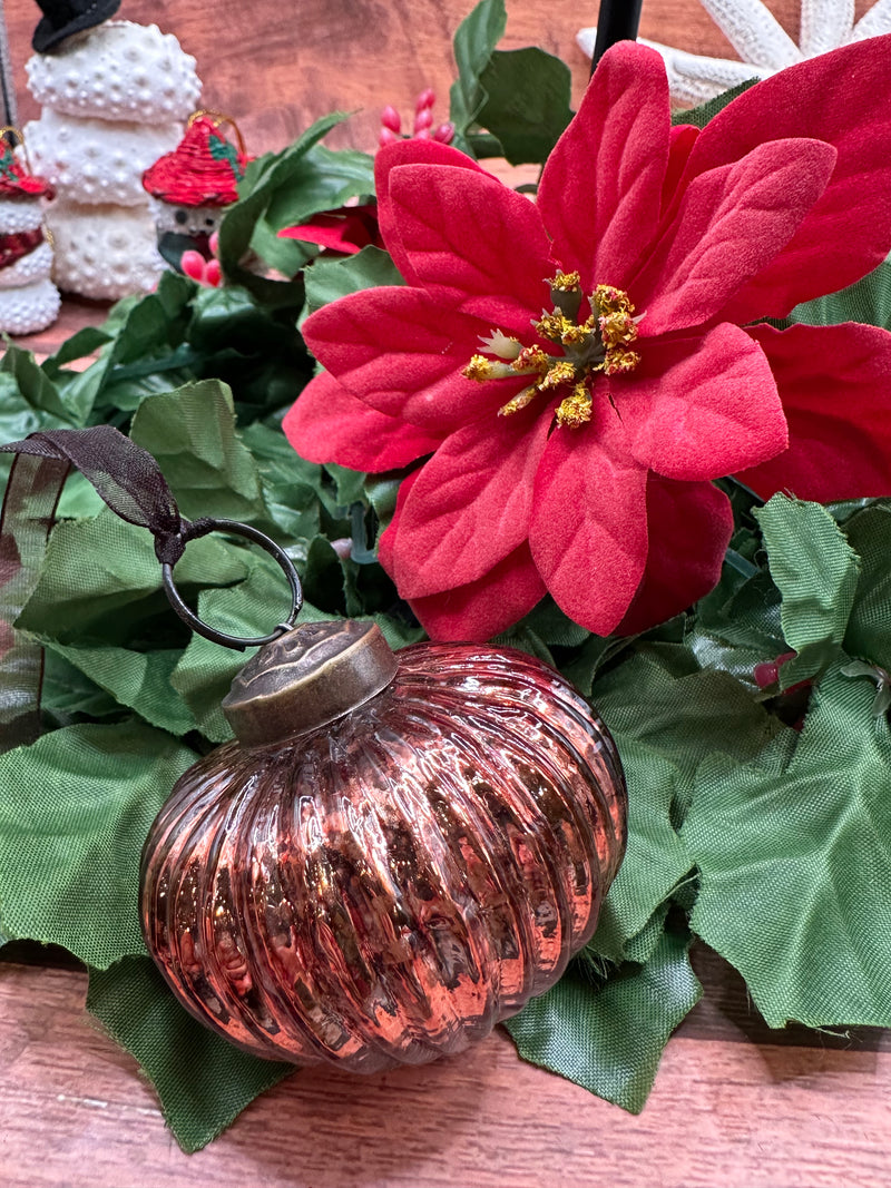 2" Russet Ribbed Lantern Christmas Decoration