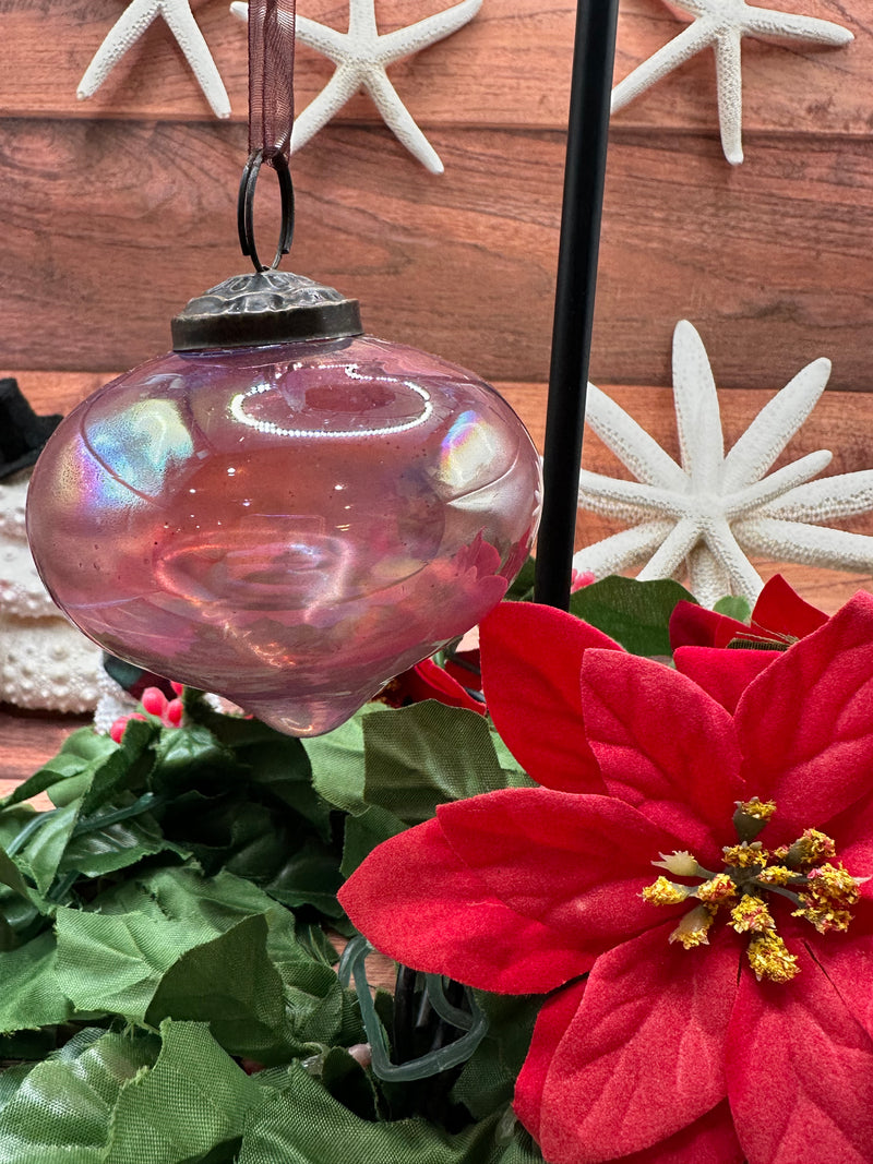 3" Mauve Luster Lantern Glass Ornament