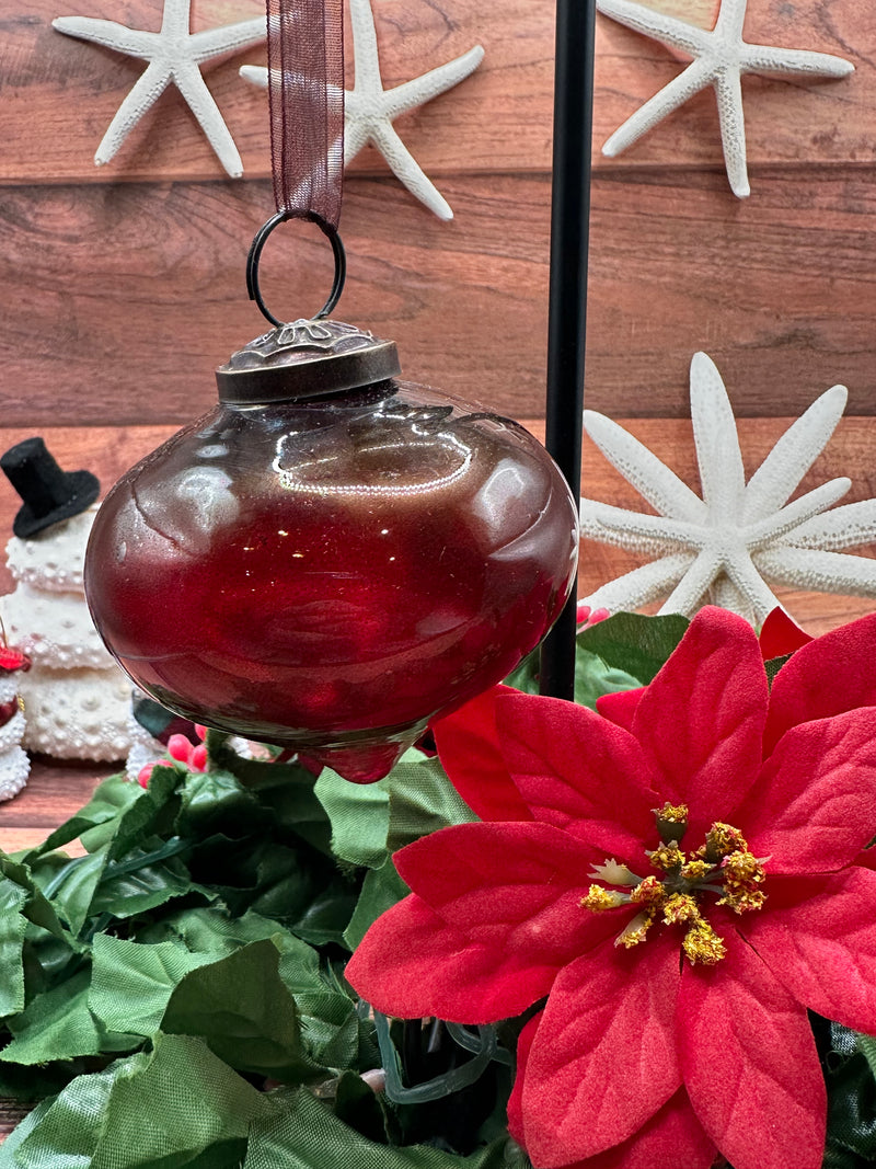 3" Large Red Luster Glass Lantern