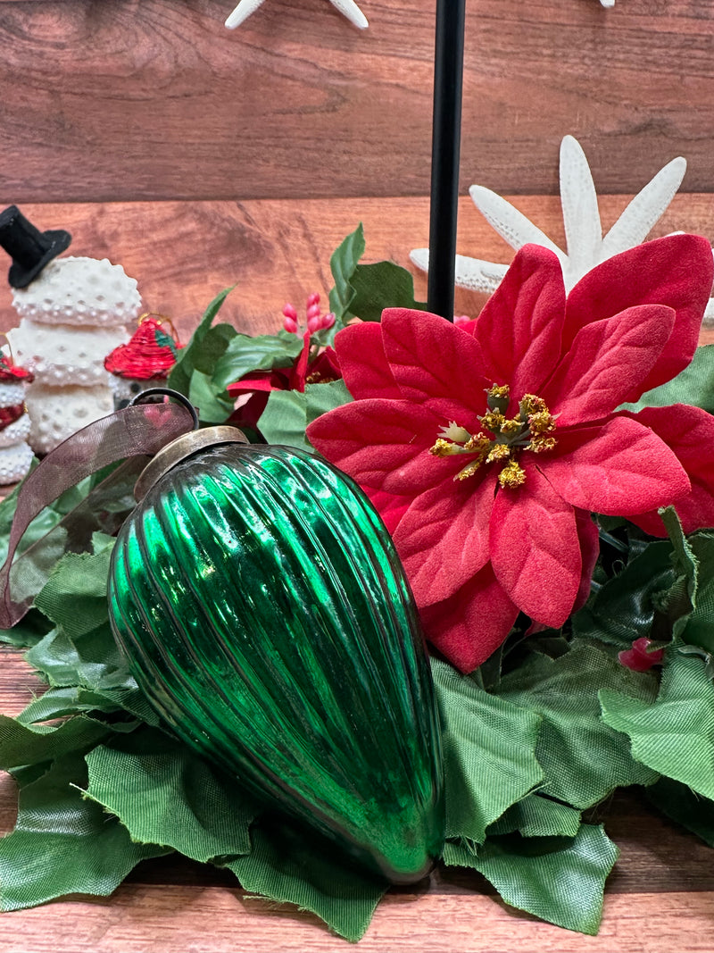 3" Large Emerald Ribbed Glass Pinecone