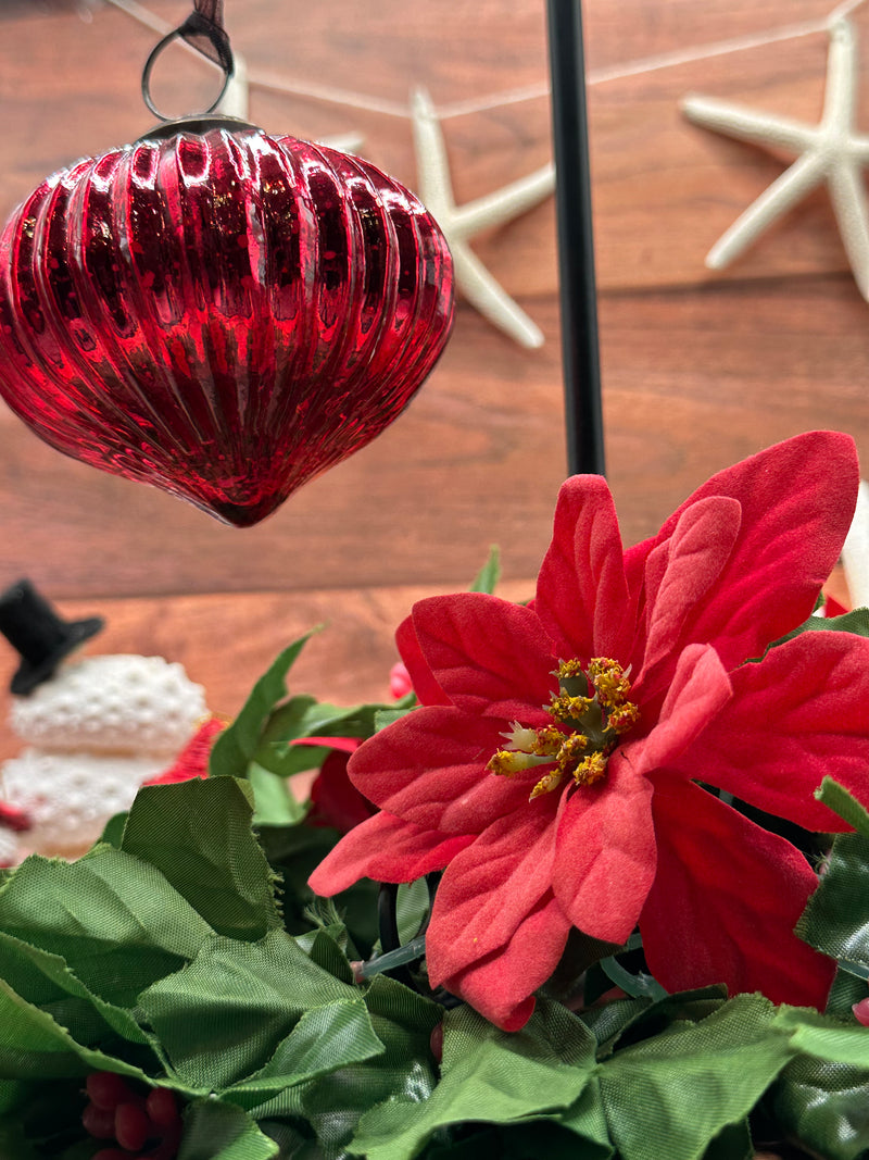 3" Red Ribbed Lantern Christmas Decoration