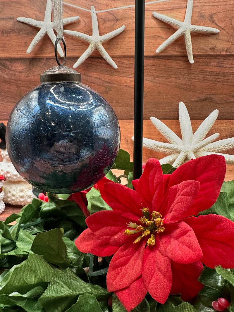 3" Large Old Navy Crackle Glass Bauble