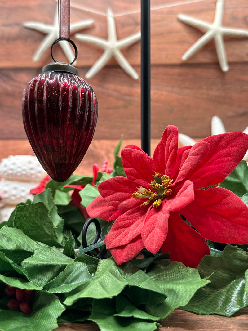 2" Medium Wine Ribbed Glass Christmas Pinecone