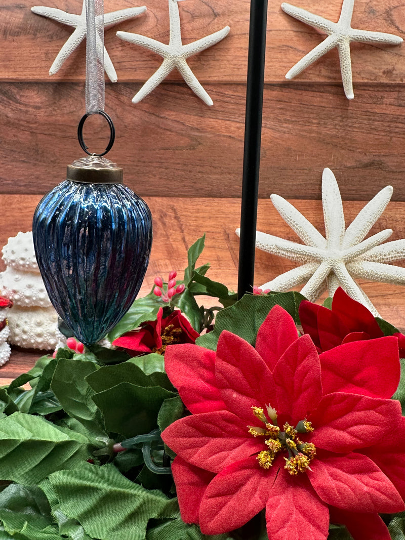 2" Medium Old Navy Ribbed Glass Christmas Pinecone