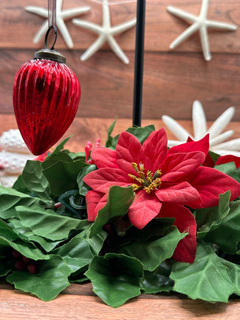 2" Medium Red Ribbed Glass Christmas Pinecone