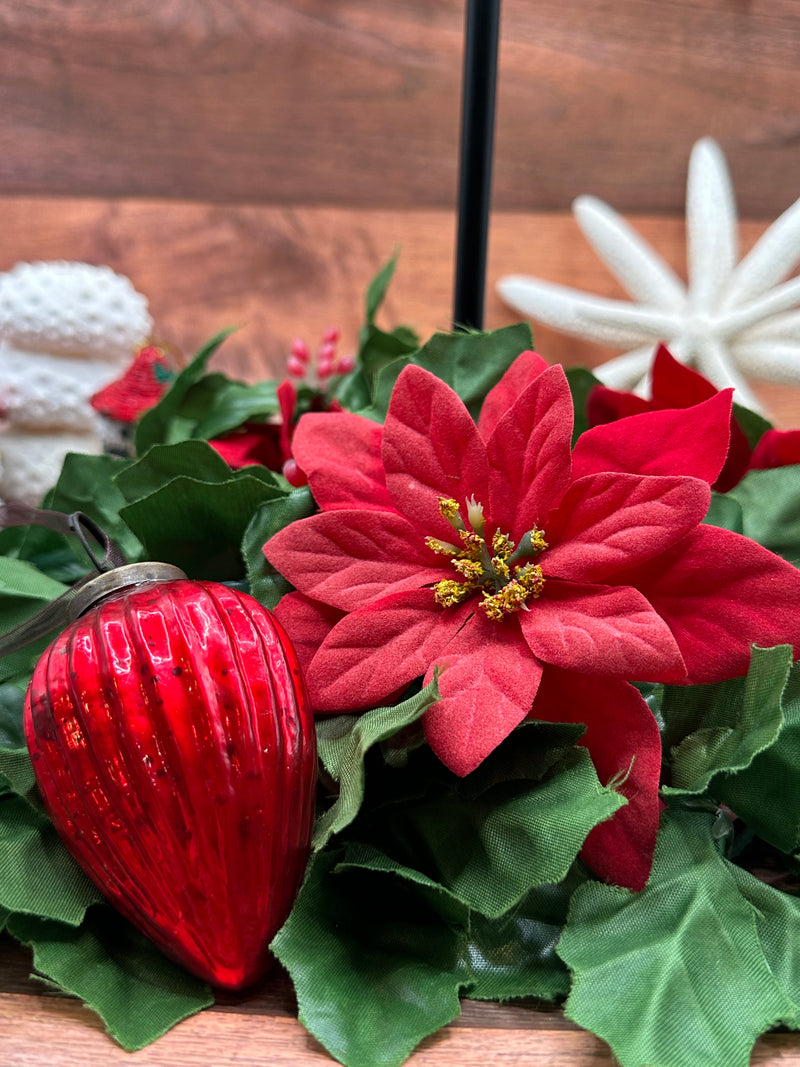 2" Medium Red Ribbed Glass Christmas Pinecone