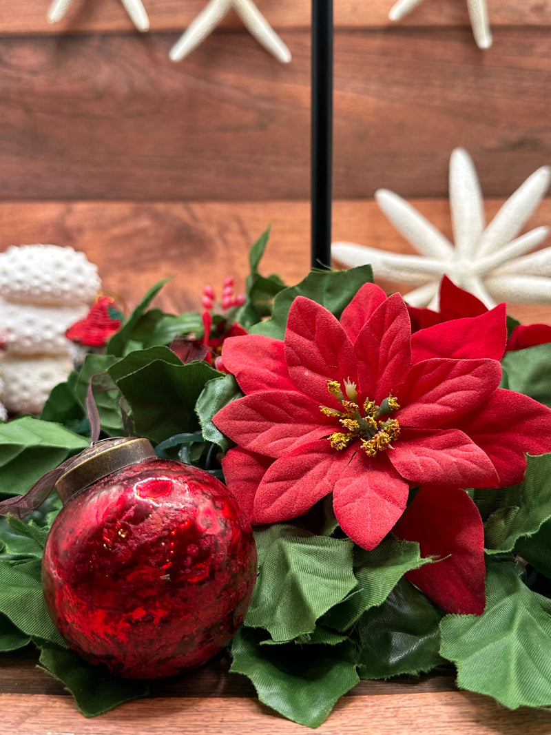 2" Medium Red Antique Foil Glass Christmas Bauble