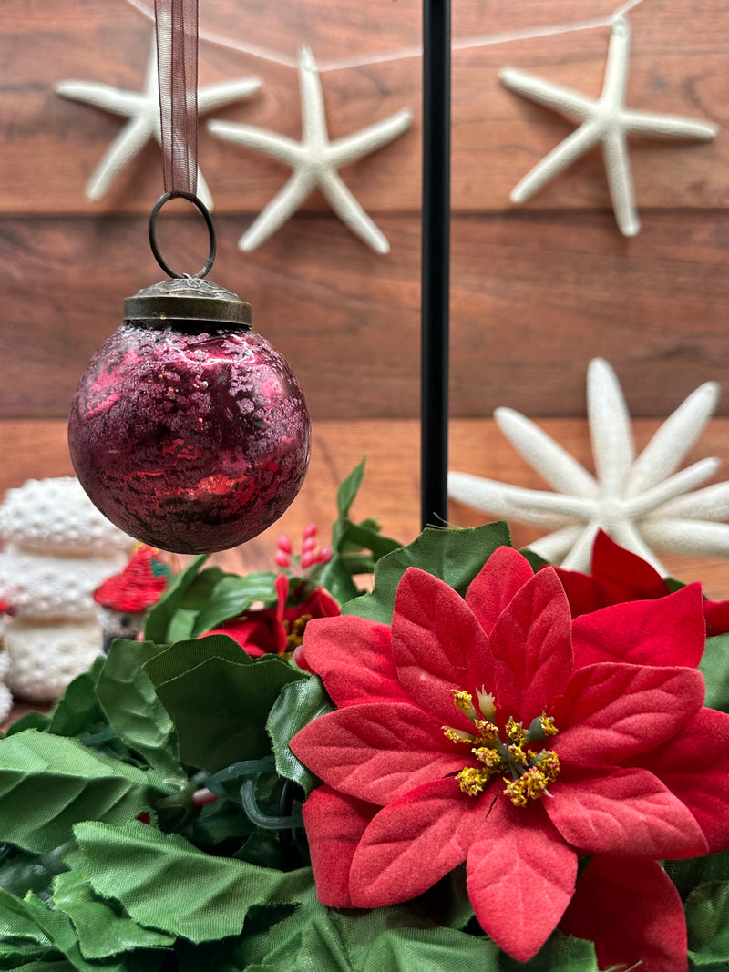 2" Mulberry Antique Foil Glass Bauble