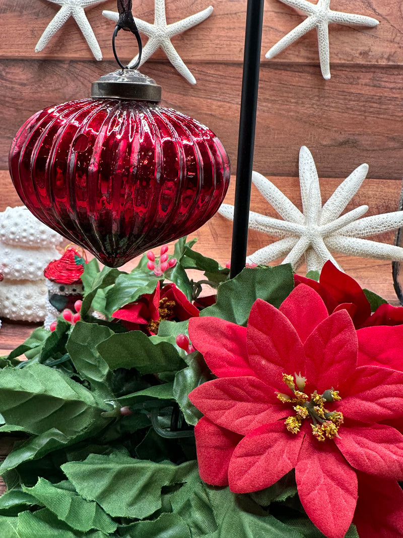 3" Wine Ribbed Lantern Ornament