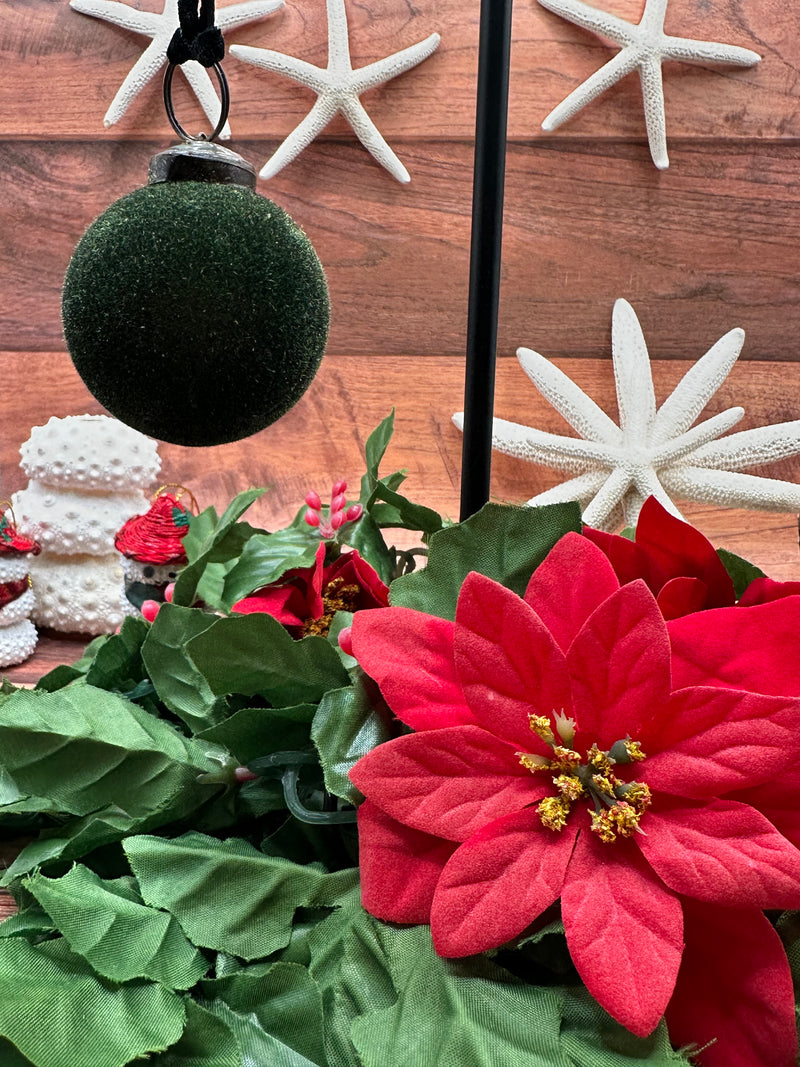 2" Emerald Velvet Covered Glass Hanging Bauble