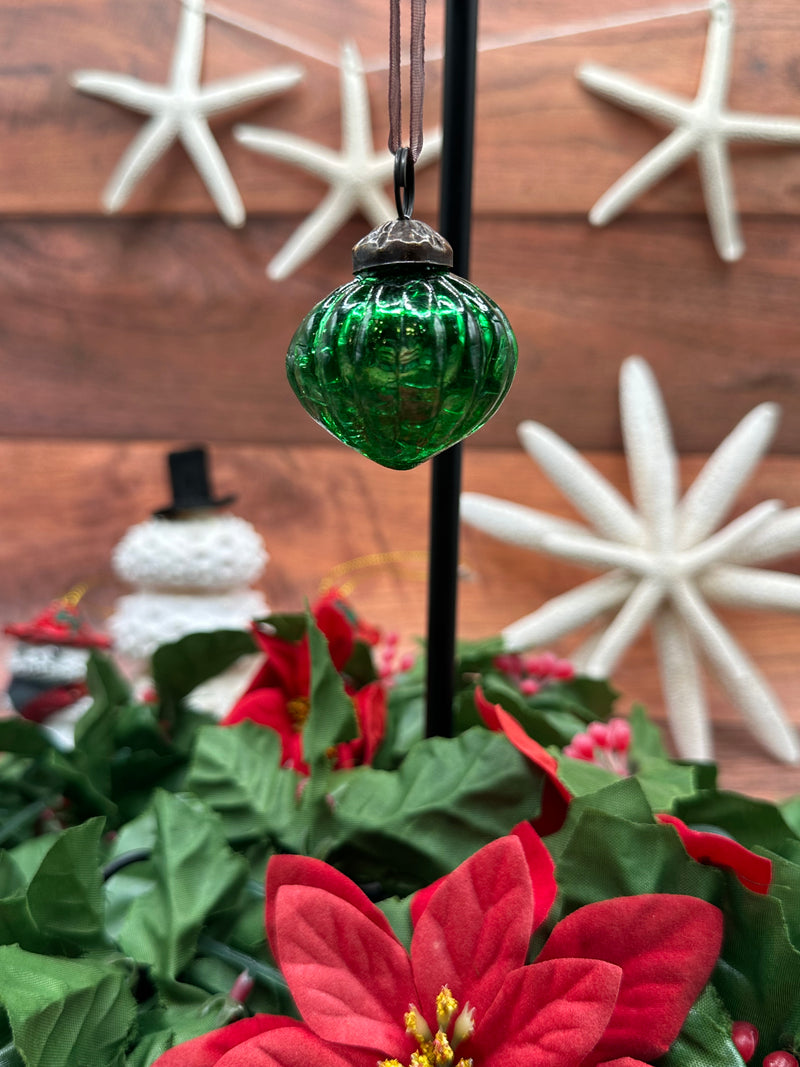 1" Small Mixed Design Emerald Crackle Baubles