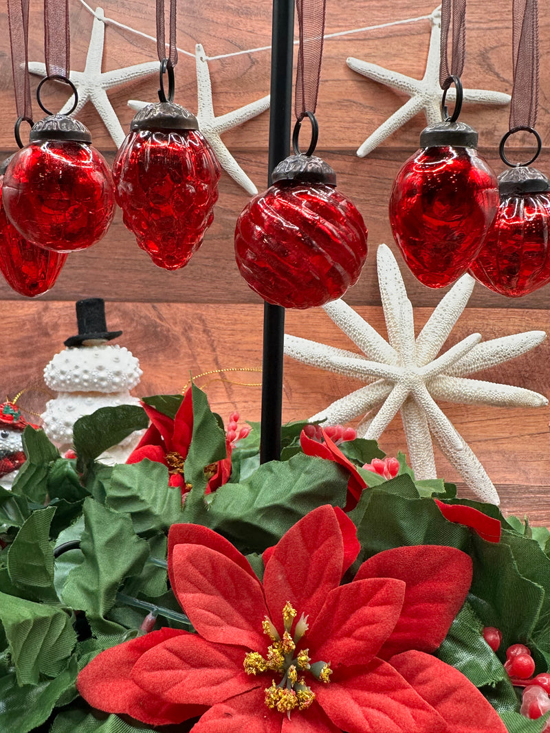 Small Mixed Design 1" Red Crackle Glass Baubles