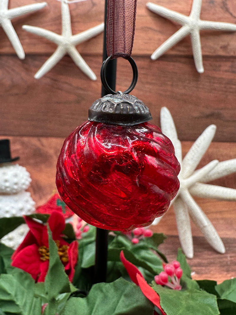 Small Mixed Design 1" Red Crackle Glass Baubles