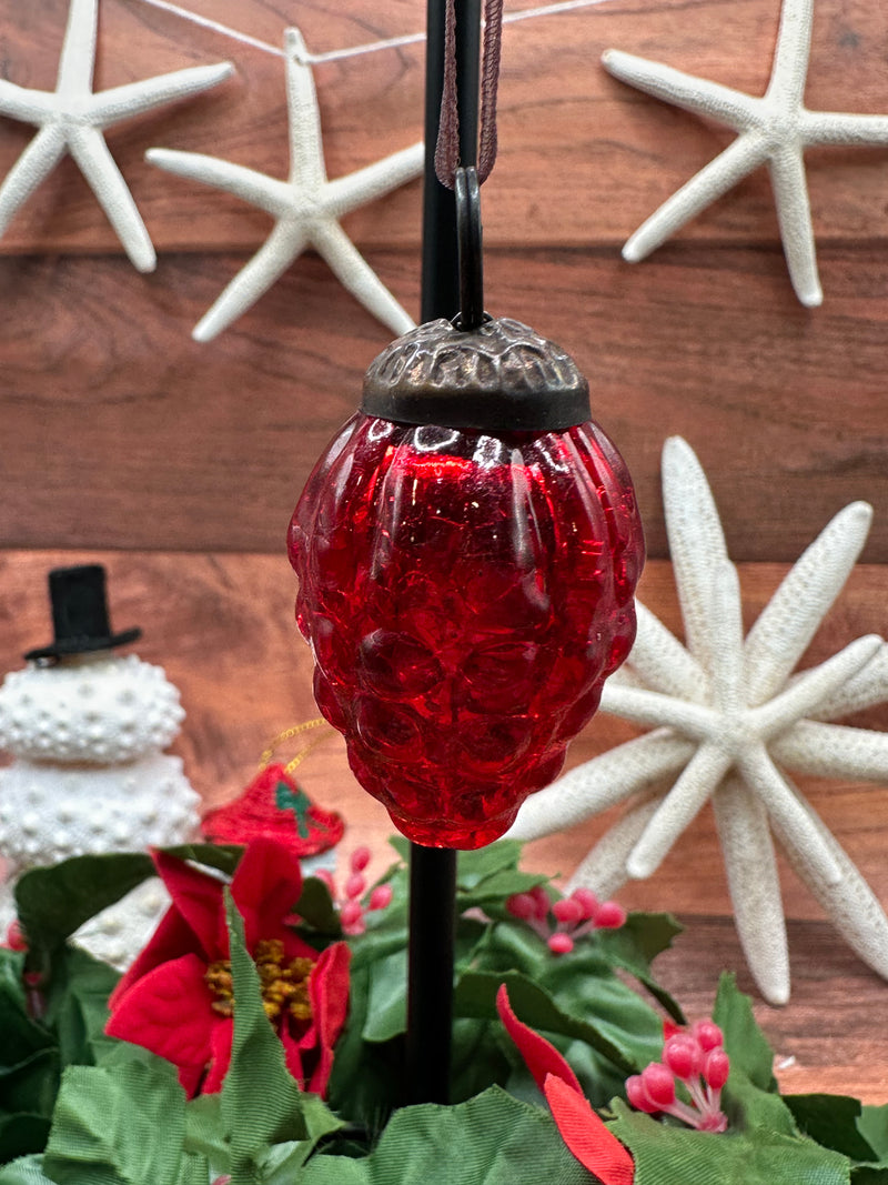 Small Mixed Design 1" Red Crackle Glass Baubles