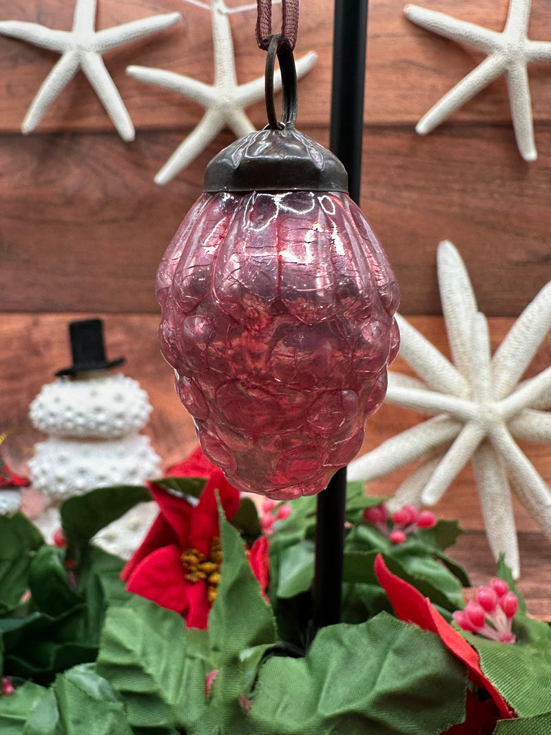 Small Mixed Design 1" Mauve Crackle Glass Baubles