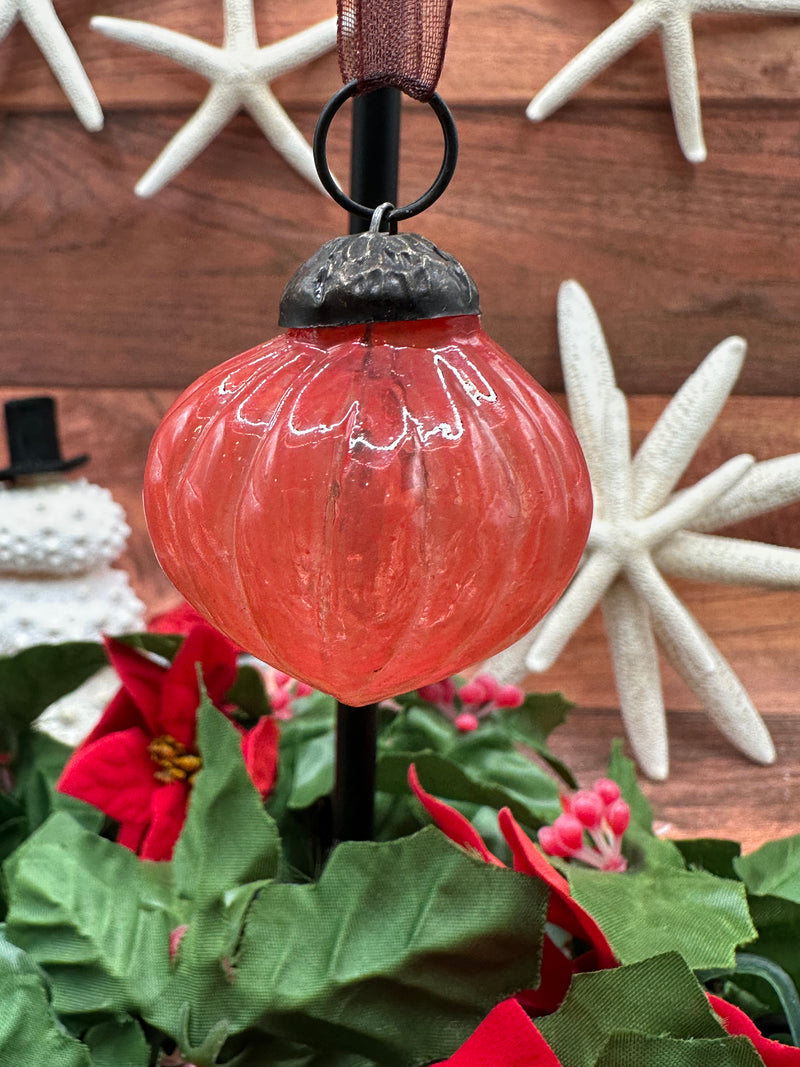 Small Mixed Design 1" Peach Luster Glass Baubles