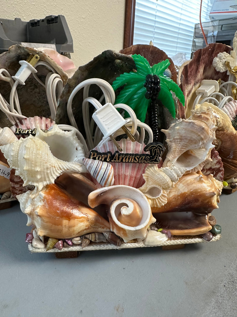 Vintage Abalone Seashell Novelty light- with Seahorse, Palm Tree or Flamingo