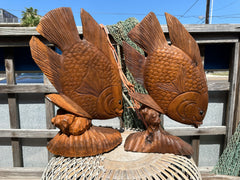 Carved Wooden Fish Statue