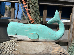 Bright Sea Foam Wooden Whale