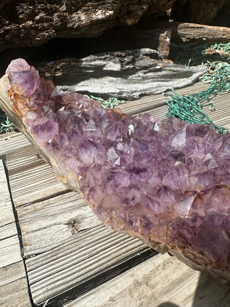 Natural Amethyst Cluster Crystal Specimen-Raw Purple Quartz Geode  (9x3.4x3.8)