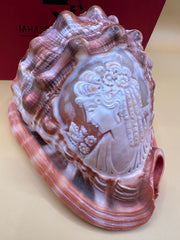 Carved Cameo Helmet Shell Display – M+M Scognamiglio Hand-Carved Specimen (5.2