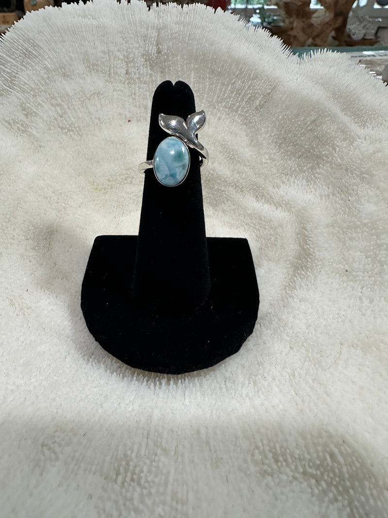 Larimar Sterling Silver Whale Tail Ring