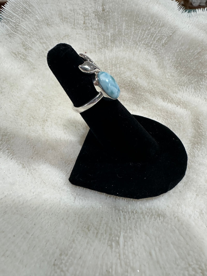 Larimar Sterling Silver Whale Tail Ring