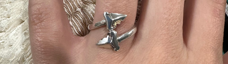 Sterling Silver Adjustable Shark Tooth Ring